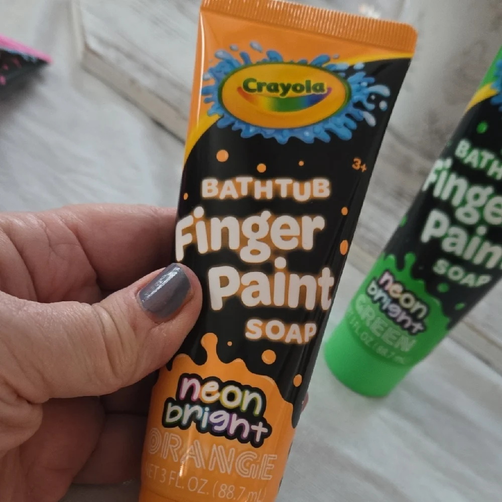 Nwt Crayola Neon Bright Bathtub Finger Paint Soap - Purple, Orange, Green